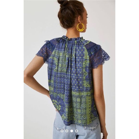 Anthropologie Current Air Bandana-Printed Top Size XXS - Picture 4 of 10